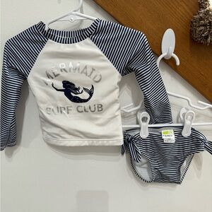 Baby girls long sleeve Rash Guard 2 piece swim suit, 12-18M